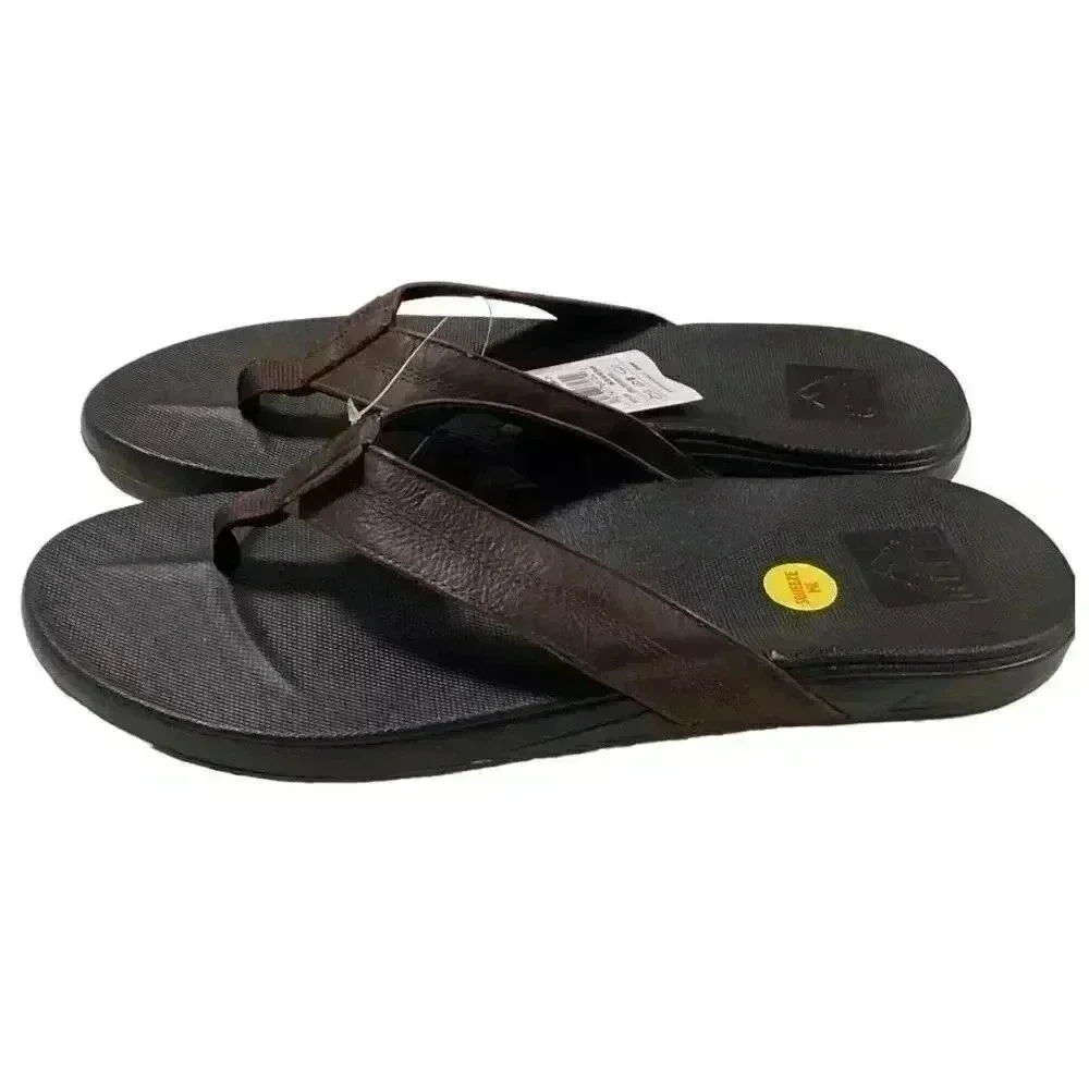 Reef Cushion Phantom LE Mens 13 Thong Slide Sandals Black Brown Leather NEW